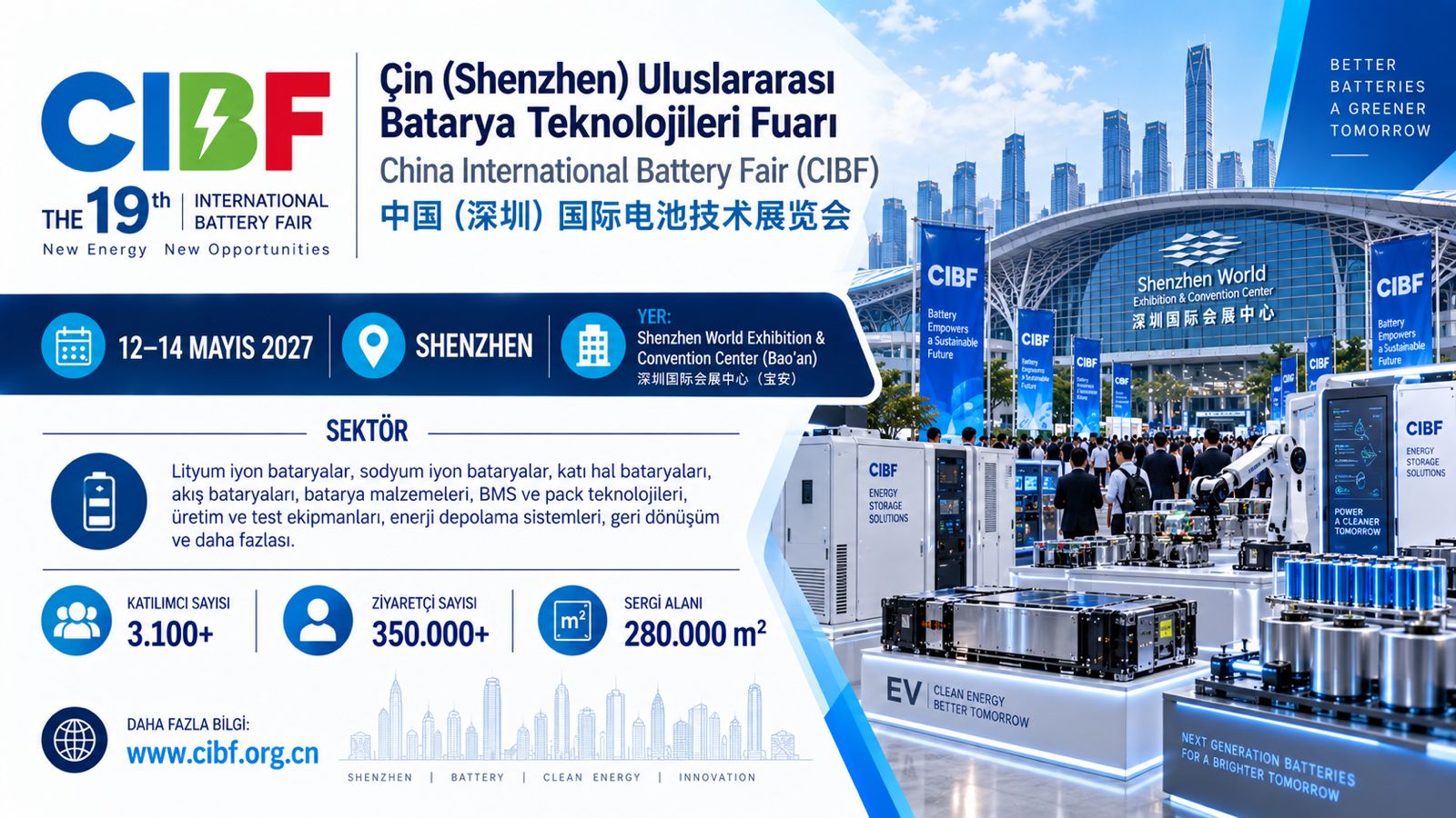 Çin Shenzhen Uluslararası Batarya Teknolojileri Fuarı